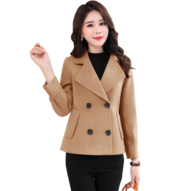 Женское шерстяное пальто, короткая двубортная куртка в Корейском стиле, верхняя одежда размера 5XL, весна-осень 
Женское шерстяное пальто, короткая двубортная куртка в Корейском стиле, верхняя одежда размера 5XL, весна-осень