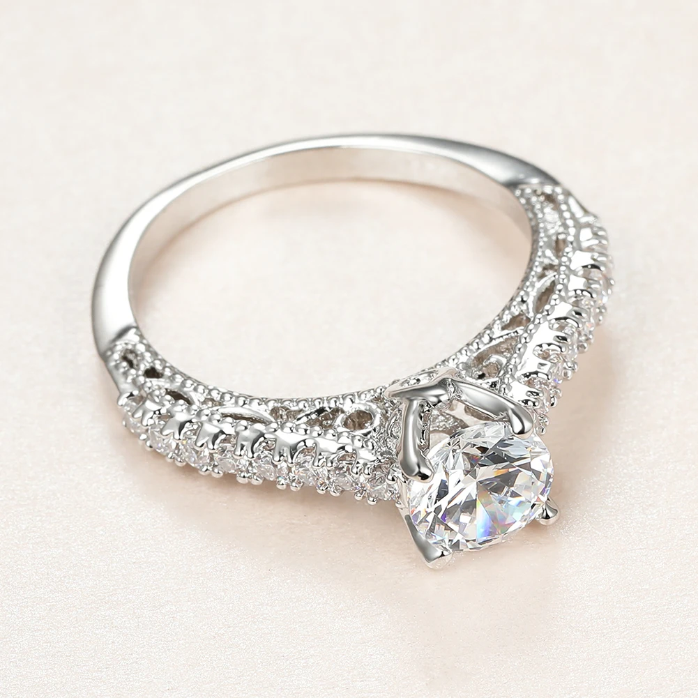 Simple Female White Crystal Thin Ring Charm Silver Color Wedding Rings For Women Dainty Bride Round Zircon Engagement Ring 
Simple Female White Crystal Thin Ring Charm Silver Color Wedding Rings For Women Dainty Bride Round Zircon Engagement Ring