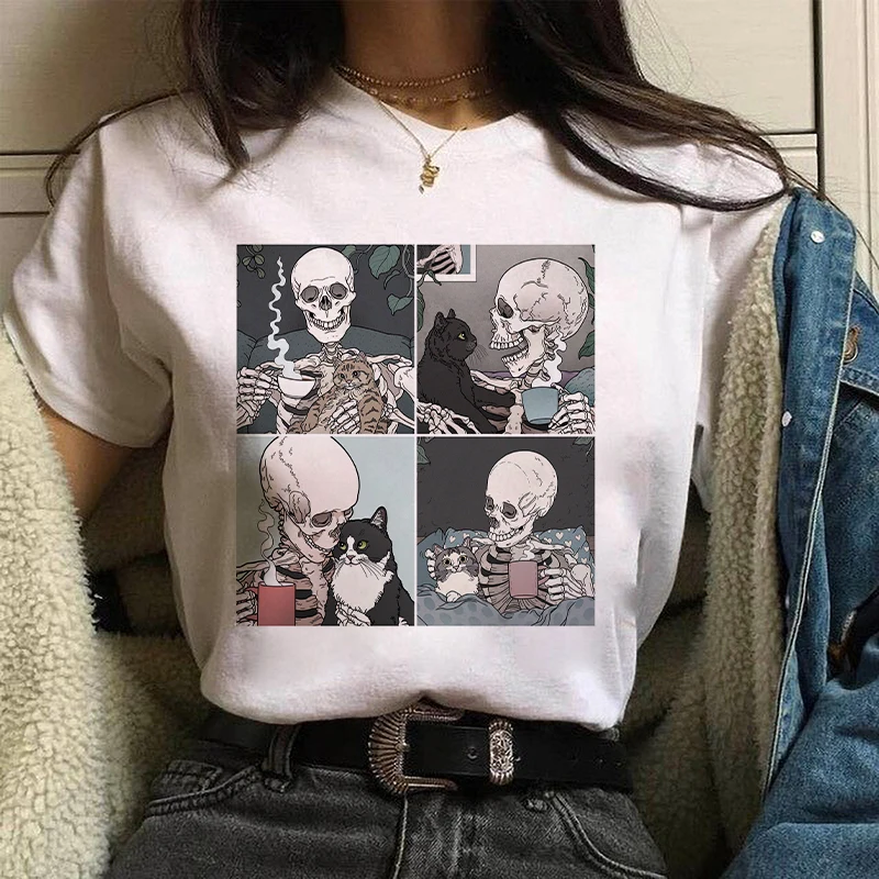 Streetwear Cat Friends Top Soft Oversized Skeleton Cotton Cute Funny Graphic Printed Casual t shirt Tee Female/Man T-Shirt
Streetwear Cat Friends Top Soft Oversized Skeleton Cotton Cute Funny Graphic Printed Casual t shirt Tee Female/Man T-Shirt