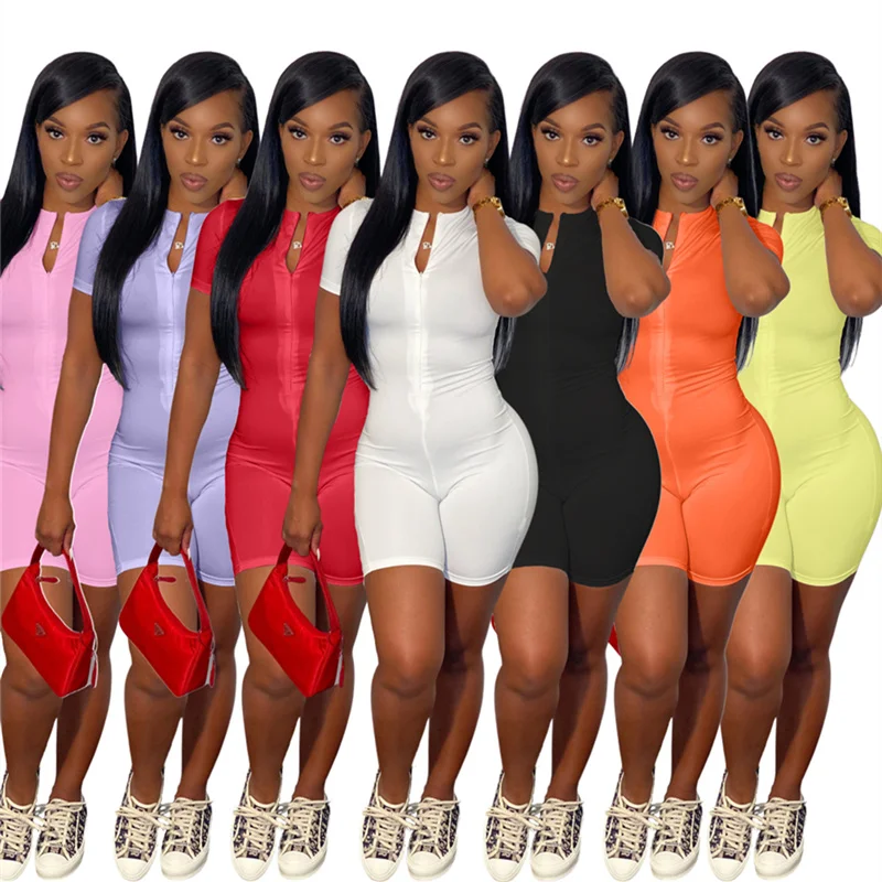 Workout Active Wear Zip Skinny Casual Rompers Women Jumpsuit Sport Short Sleeve Bodycon Solid Zipper Jumpsuits 2021 New Outfits
Workout Active Wear Zip Skinny Casual Rompers Women Jumpsuit Sport Short Sleeve Bodycon Solid Zipper Jumpsuits 2021 New Outfits