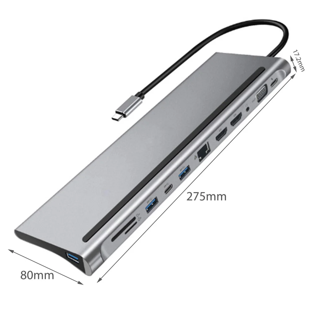12 in 1 Type-C Hub USB 3.1 to Dual HDMI-Compatible RJ45 VGA HUB MST Data Port Type-C Smart Docking Station for Phone Laptop
12 in 1 Type-C Hub USB 3.1 to Dual HDMI-Compatible RJ45 VGA HUB MST Data Port Type-C Smart Docking Station for Phone Laptop