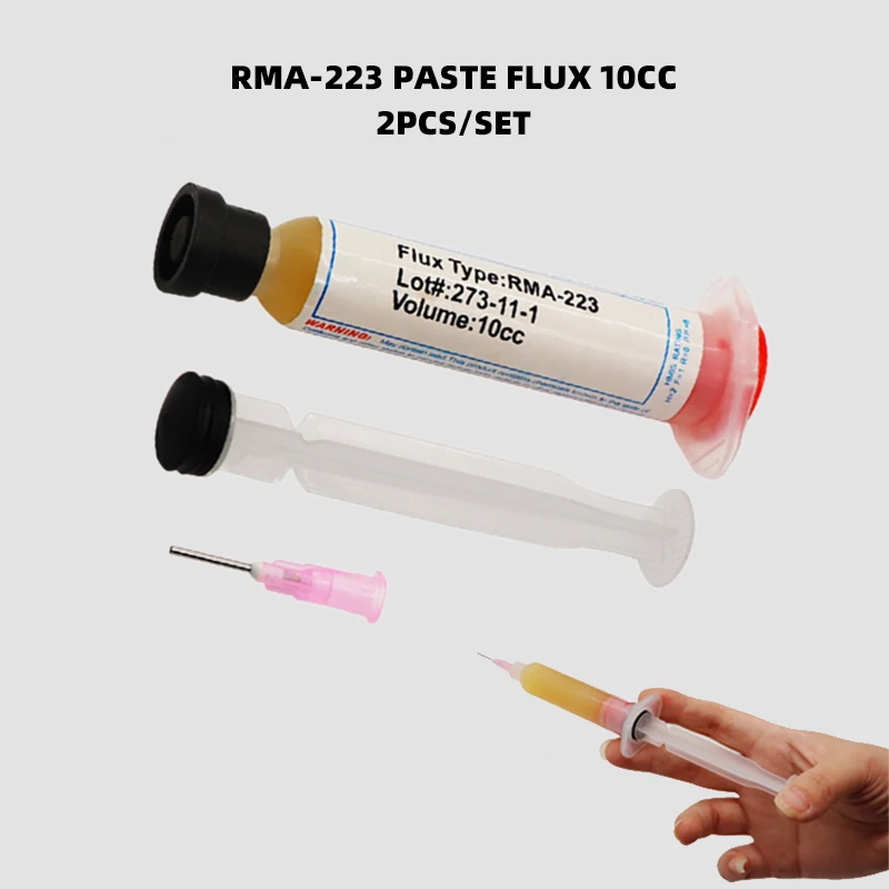 2pcs/lot Made in USA! 10cc RMA-223 PCB PGA BGA SMD Flux paste lead-free solder paste solder flux + 4pcs Needles
2pcs/lot Made in USA! 10cc RMA-223 PCB PGA BGA SMD Flux paste lead-free solder paste solder flux + 4pcs Needles
