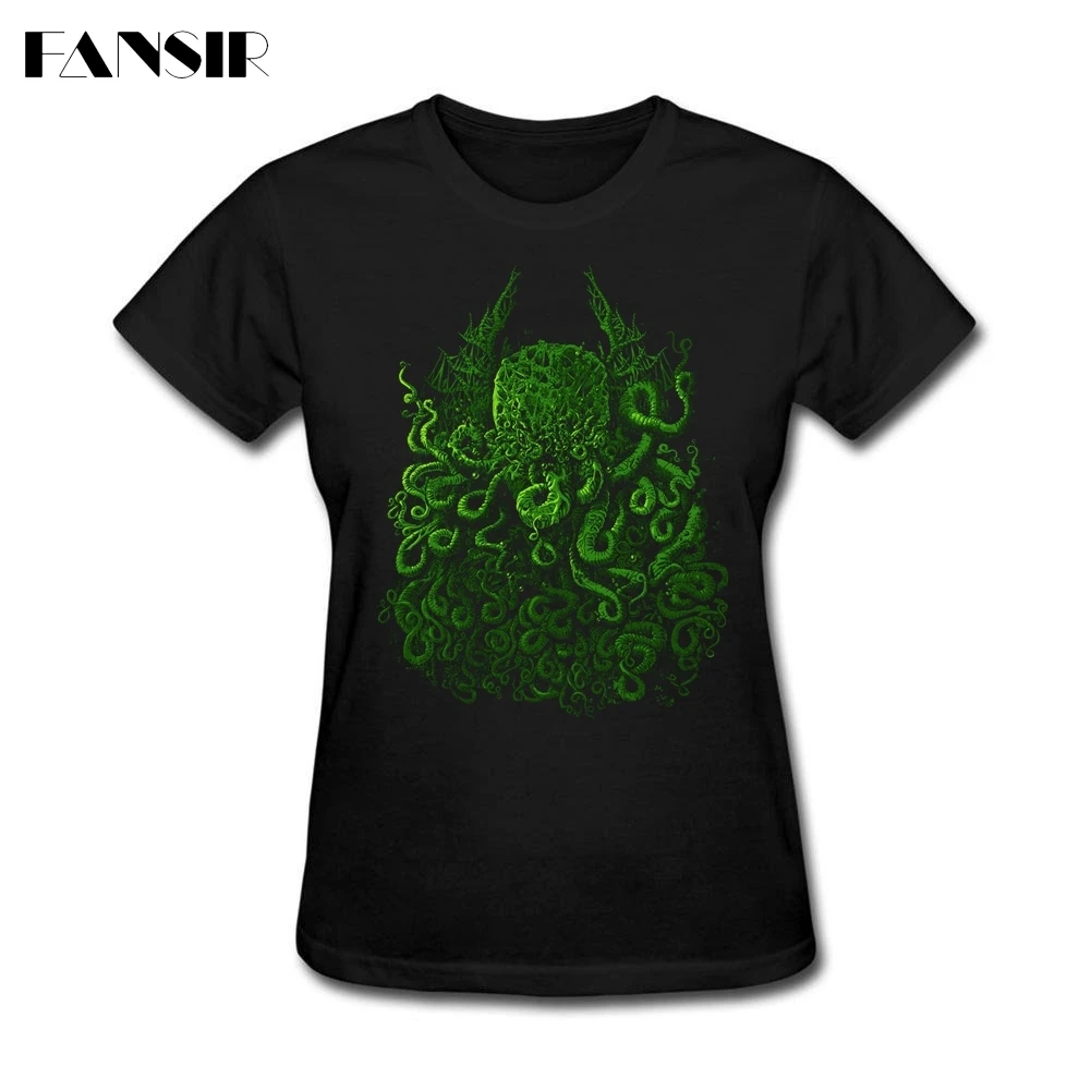 Женские 100% хлопок большой Ктулху Camisetas Классическая футболка оптовая продажа