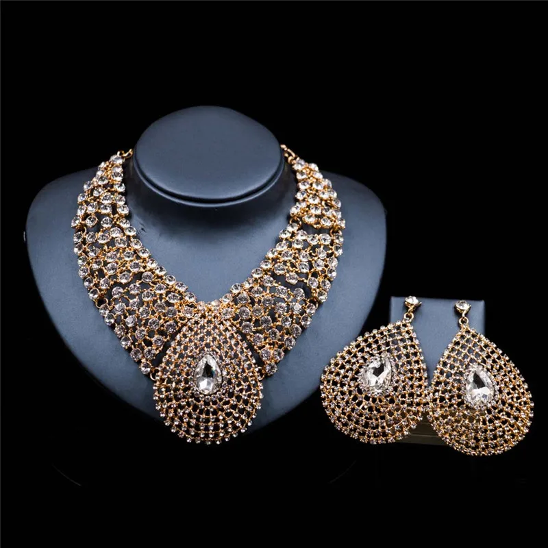 Water Drop Rhinestone Long Pendant Full Crystal Gold Color Necklace Earrings Elegant Bridal Wedding Jewelry Set Statement Africa
Water Drop Rhinestone Long Pendant Full Crystal Gold Color Necklace Earrings Elegant Bridal Wedding Jewelry Set Statement Africa