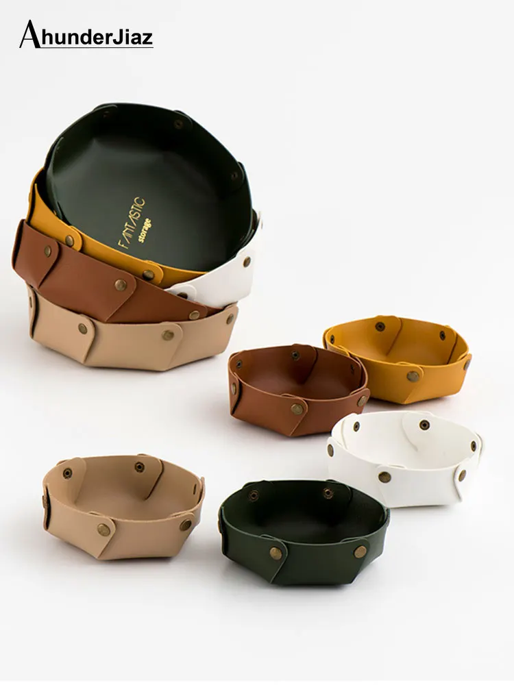 Nordic Style Round Leather Storage Box Desktop Debris Storage Tray Jewelry Tray Entrance Key Box Ornaments Bathroom Accessories
Nordic Style Round Leather Storage Box Desktop Debris Storage Tray Jewelry Tray Entrance Key Box Ornaments Bathroom Accessories