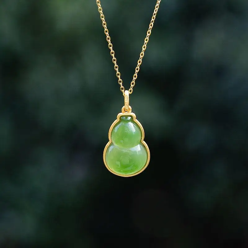 Qinglu Natural Hetian Jade Green Jade Calabash Pendent Jade Necklace Exorcising and Fortune Drawing Birthda
Qinglu Natural Hetian Jade Green Jade Calabash Pendent Jade Necklace Exorcising and Fortune Drawing Birthda