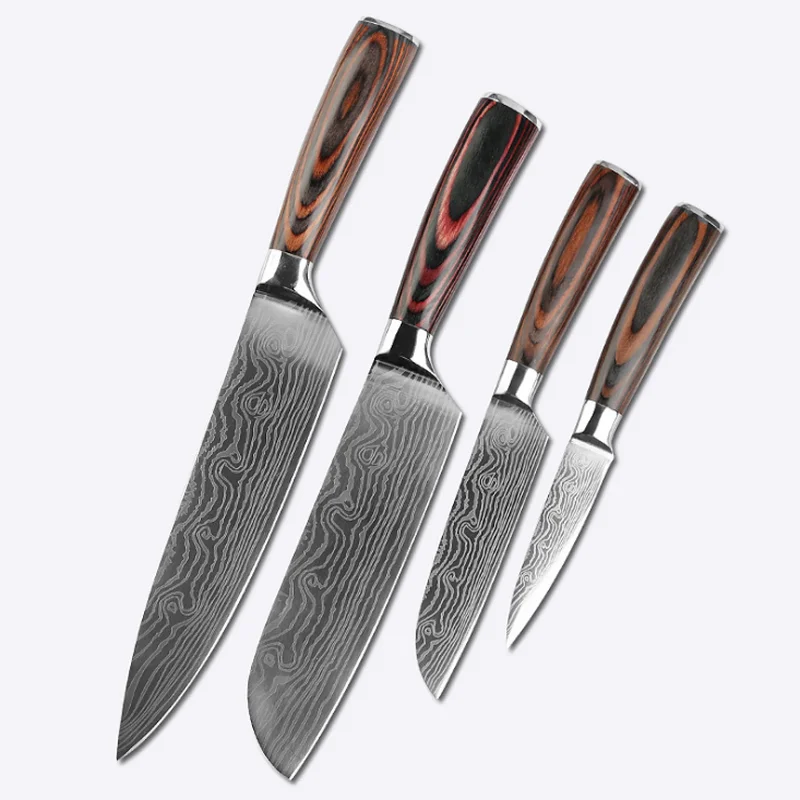 4PCS Kitchen Knives Set Professional Chef Knives Stainless Steel Imitation Damascus Japanese Cleaver Slicing Utility Chef Knife
4PCS Kitchen Knives Set Professional Chef Knives Stainless Steel Imitation Damascus Japanese Cleaver Slicing Utility Chef Knife