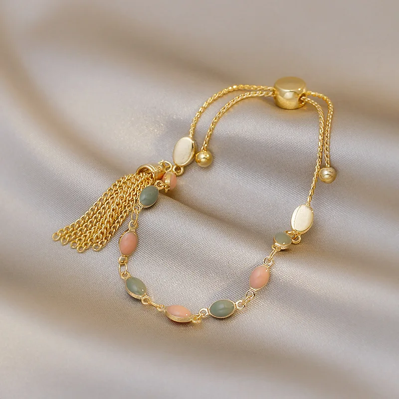 Origin Summer Korean Fashion Adjustable Circle Enamel Charm Bracelets for Women Vintage Gold Tassel Metallic Chain Bracelets
Origin Summer Korean Fashion Adjustable Circle Enamel Charm Bracelets for Women Vintage Gold Tassel Metallic Chain Bracelets