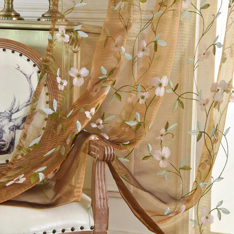 Embroidered Coffee Floral Tulle Curtains For Bedroom Pastoral Sheer Voile Curtain for Living Room Kitchen Window Sreen Drapes
Embroidered Coffee Floral Tulle Curtains For Bedroom Pastoral Sheer Voile Curtain for Living Room Kitchen Window Sreen Drapes