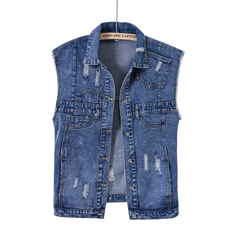 Ripped Denim Vest Women Mid-Length Waistcoat Sleeveless Large Size Loose Korean Casual Trend Outer Wear Vest S M L XL 
Ripped Denim Vest Women Mid-Length Waistcoat Sleeveless Large Size Loose Korean Casual Trend Outer Wear Vest S M L XL