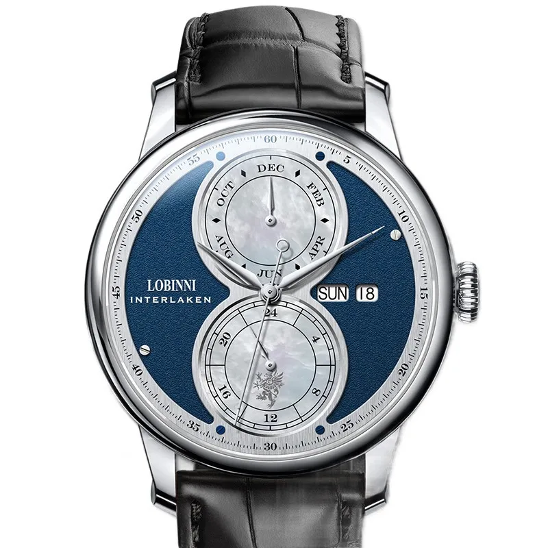 

Switzerland Luxury Brand LOBINNI Men's Watches Sapphire Automatic Mechanical Watch Multi-function Display 50M Waterproof L18015