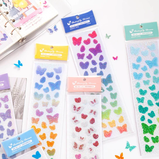 8 Packs Total 16PCS Shining Rainbow Butterfly Theme PET Stickers Masking Tape Set 55*210mm Cute Stationery Gift
8 Packs Total 16PCS Shining Rainbow Butterfly Theme PET Stickers Masking Tape Set 55*210mm Cute Stationery Gift