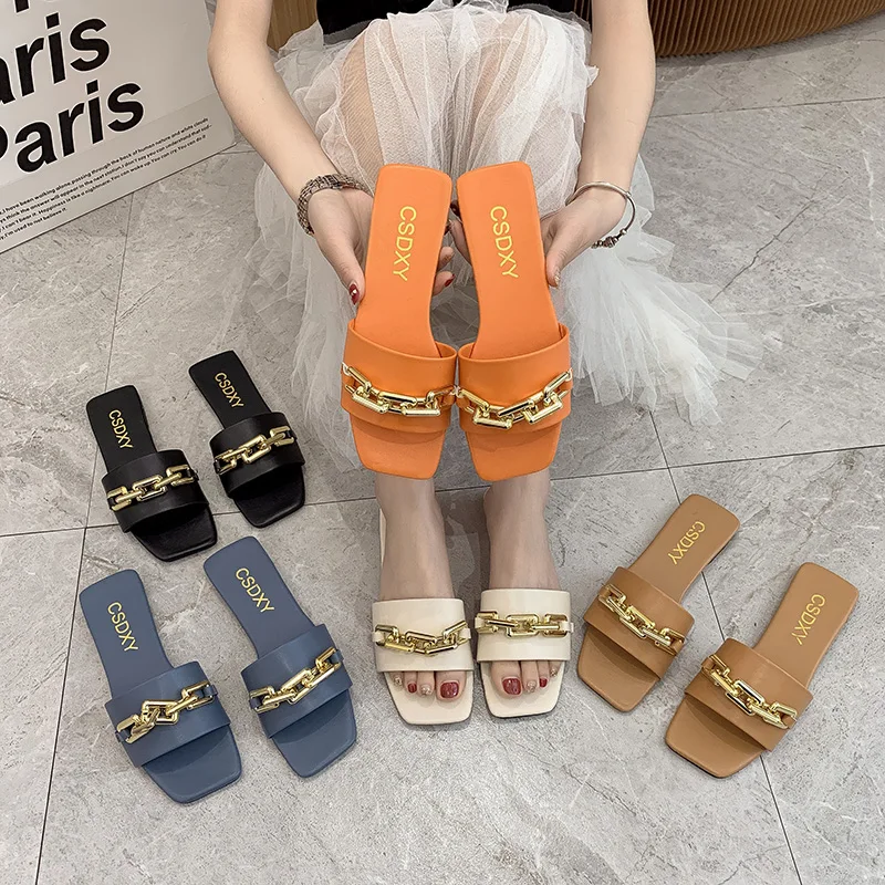 Cute 2021 Women Summer Slipper Square Toe Chain Slippers Slip On Flat Slide Sandals Beach Flip Flops Casual Shoe Ladies Big Size
Cute 2021 Women Summer Slipper Square Toe Chain Slippers Slip On Flat Slide Sandals Beach Flip Flops Casual Shoe Ladies Big Size