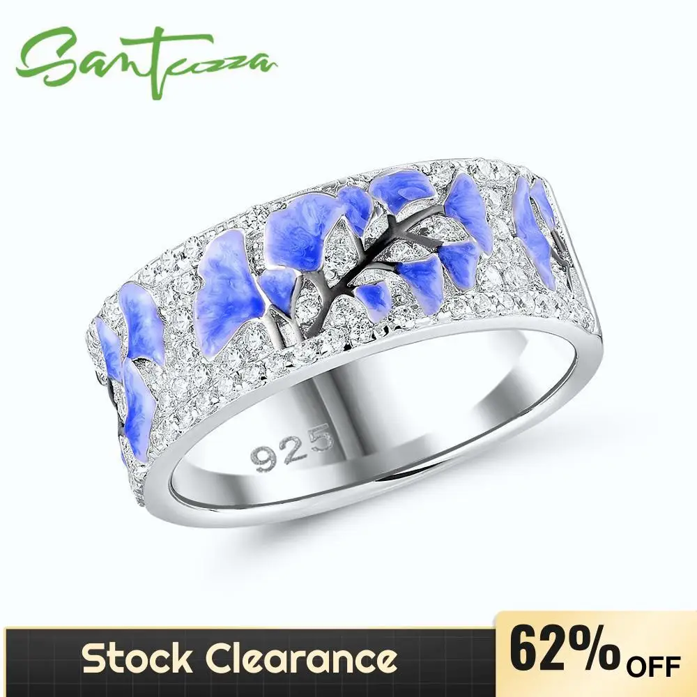 SANTUZZA Silver Rings For Women 925 Sterling Silver Elegant Blue Flower Shiny Cubic Zirconia Fashion Jewelry Handmade Enamel
SANTUZZA Silver Rings For Women 925 Sterling Silver Elegant Blue Flower Shiny Cubic Zirconia Fashion Jewelry Handmade Enamel