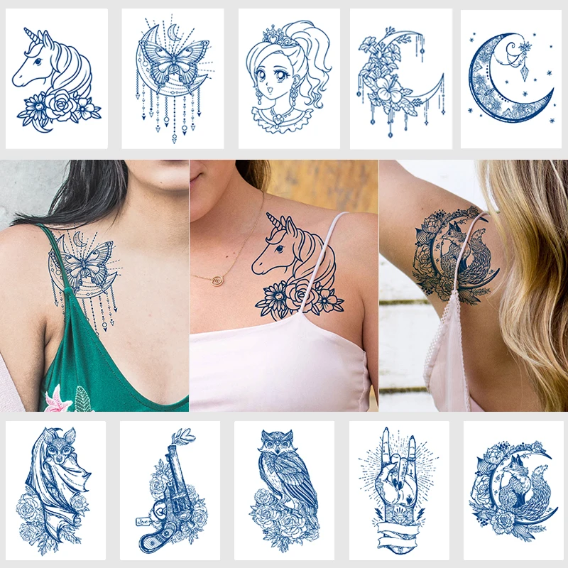 10Pcs/lot cute unicorn cartoon tattoo sticker natural juice ink lasting butterfly moon anime temporary tattoos for kids girls
10Pcs/lot cute unicorn cartoon tattoo sticker natural juice ink lasting butterfly moon anime temporary tattoos for kids girls