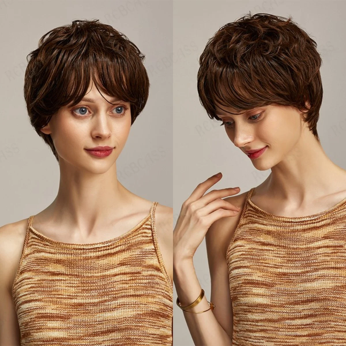 Rebcass Brown Short Wigs Bangs Wigs Natural Wave Durable High Tempereature Synthetic Cosplay Wigs for African American Women
Rebcass Brown Short Wigs Bangs Wigs Natural Wave Durable High Tempereature Synthetic Cosplay Wigs for African American Women