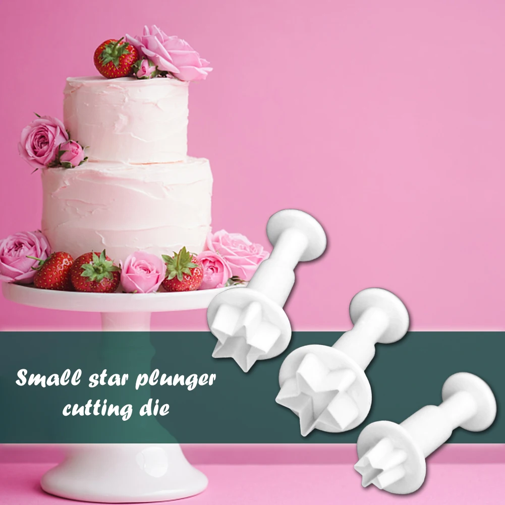 3pcs Silicone Star Plunger Fondant Mold Environmental Protection and Durability Biscuit Cookies Cutter DIY Cake Decor
3pcs Silicone Star Plunger Fondant Mold Environmental Protection and Durability Biscuit Cookies Cutter DIY Cake Decor