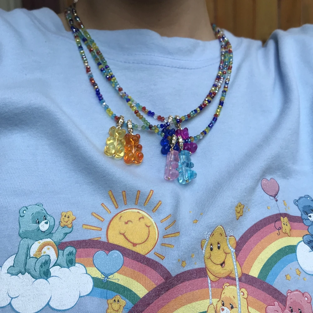 Rainbow Beaded Transparent Zircon Gummy Bear Choker Necklace For Women Handmade Shiny Crystal Beads Strand Necklaces Y2k Jewelry
Rainbow Beaded Transparent Zircon Gummy Bear Choker Necklace For Women Handmade Shiny Crystal Beads Strand Necklaces Y2k Jewelry