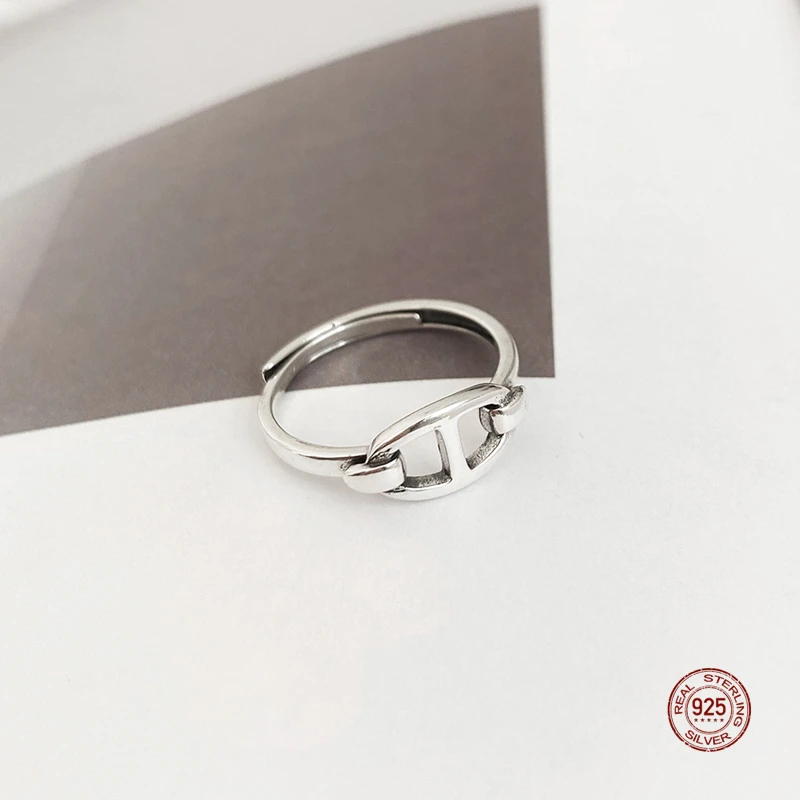 LKO Real 925 Sterling Silver Vintage Ellipse Shape Rings Cute Pig Nose Ring For Women Jewelry Ornaments Opening Adjustable Ring
LKO Real 925 Sterling Silver Vintage Ellipse Shape Rings Cute Pig Nose Ring For Women Jewelry Ornaments Opening Adjustable Ring