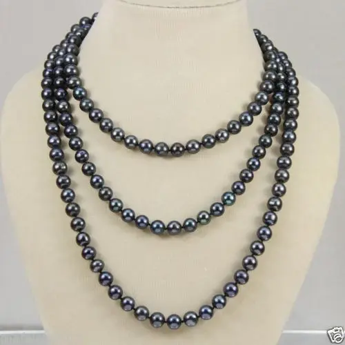 

Ожерелье жемчужное женское черное с искусственным жемчугом, 7-8 мм, 50 дюймов