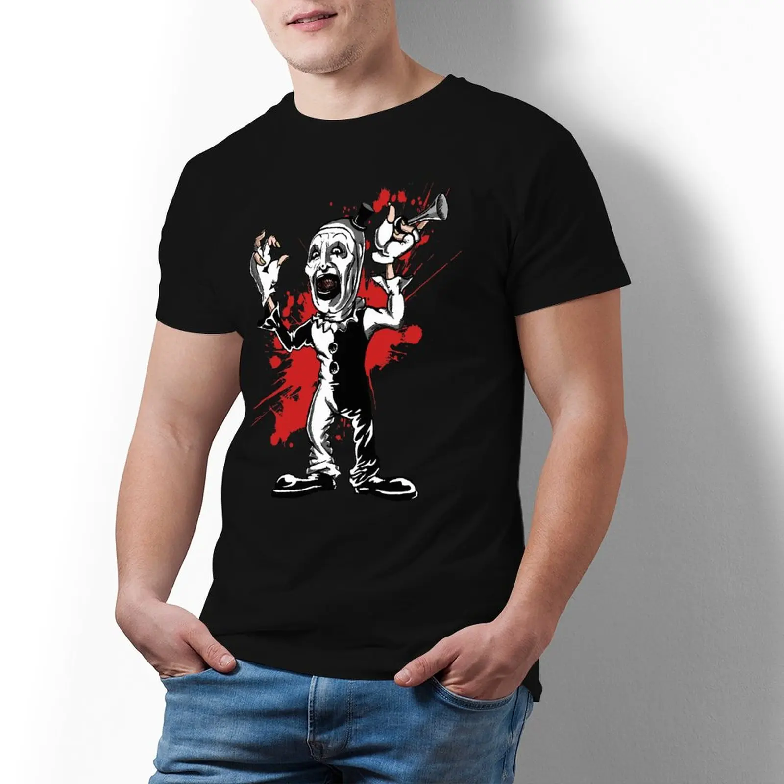 Футболка с принтом клоуна из 100 хлопка, с коротким рукавом 
Футболка с принтом клоуна из 100 хлопка, с коротким рукавом