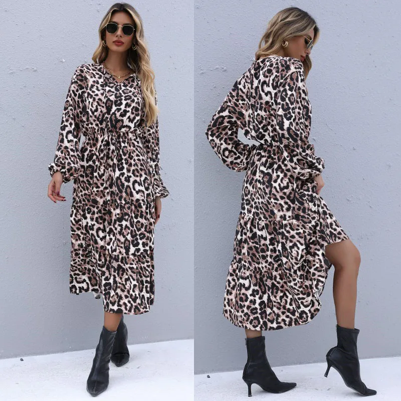 Vestidos Mujer Verano 2021 Leopard Print V-Neck Long-Sleeved Elastic Waist Dress With Lace-Up Women Roupas Femininas Robe Femme
Vestidos Mujer Verano 2021 Leopard Print V-Neck Long-Sleeved Elastic Waist Dress With Lace-Up Women Roupas Femininas Robe Femme