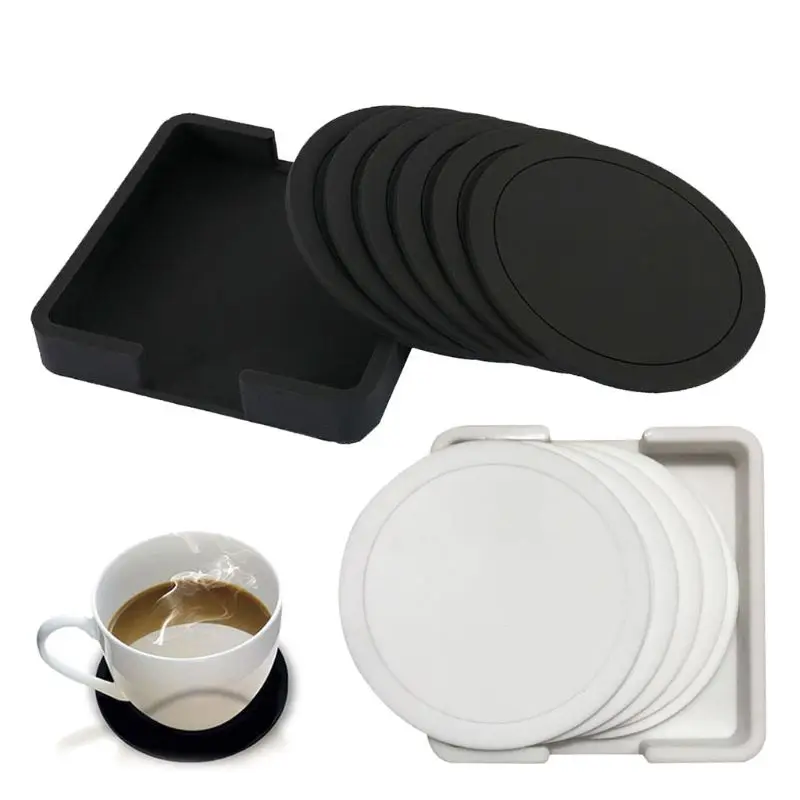 7 Pcs Non-slip Silicone Drinking Coaster Holder Cup Coaster Set Black White Mat Round Square Placemat Kitchen Accessories
7 Pcs Non-slip Silicone Drinking Coaster Holder Cup Coaster Set Black White Mat Round Square Placemat Kitchen Accessories