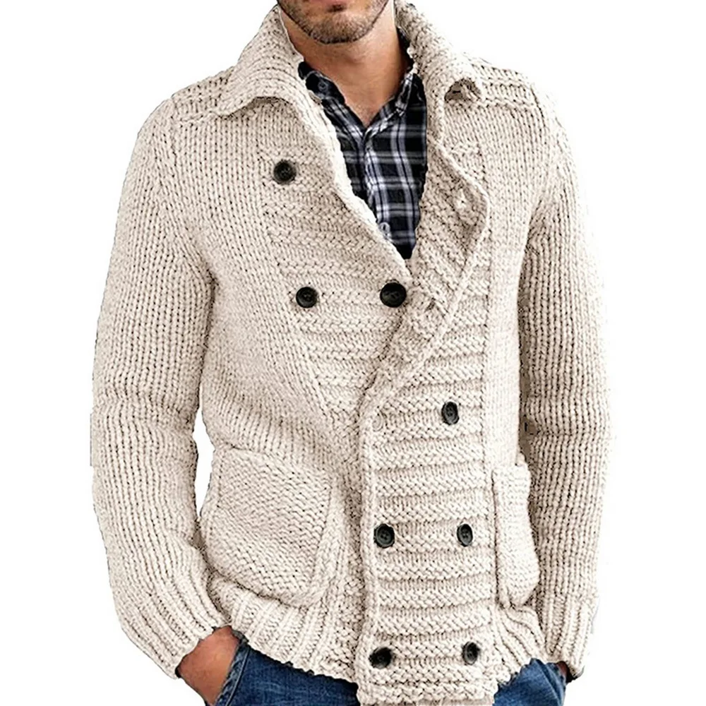 Men Cardigan Sweater Coat Double Breasted Sweater Knitted Coat Men Autumn Winter Fashion Turndown Collar Coat Mens Clothing Tops
Men Cardigan Sweater Coat Double Breasted Sweater Knitted Coat Men Autumn Winter Fashion Turndown Collar Coat Mens Clothing Tops
