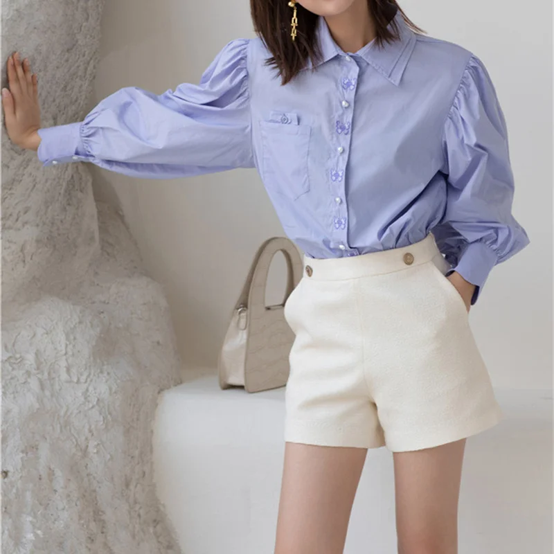 Spring Autumn Butterfly Embroidery Blouses Female Design Sense Double Layer Collar Long Puff Sleeve Shirt Women Elegant Top
Spring Autumn Butterfly Embroidery Blouses Female Design Sense Double Layer Collar Long Puff Sleeve Shirt Women Elegant Top