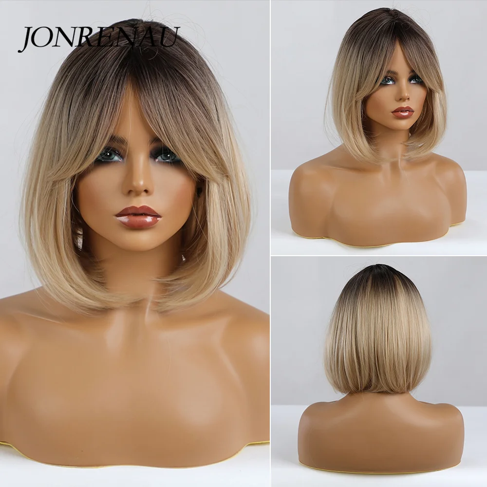 JONRENAU Blonde Bob Wig Ombre Black Straight Natural Wave Bob Synthetic Wigs with Bangs Cosplay High Temperature Fibre Hair
JONRENAU Blonde Bob Wig Ombre Black Straight Natural Wave Bob Synthetic Wigs with Bangs Cosplay High Temperature Fibre Hair