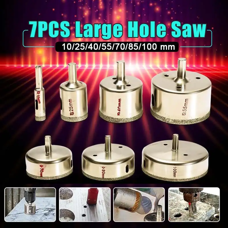 10/25/40/55/70/85/100 mm 7PCS Large Diamond Hole Saw Tile Ceramic Glass Porcelain Marble Drill Bit Set
10/25/40/55/70/85/100 mm 7PCS Large Diamond Hole Saw Tile Ceramic Glass Porcelain Marble Drill Bit Set