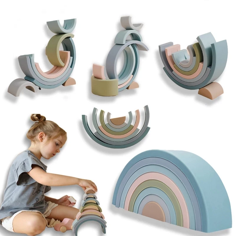 Baby Food Grade Silicone Toys Montessori Rainbow Building Blocks DIY Creative Stacking Balance Game Educational Toys For Childre
Baby Food Grade Silicone Toys Montessori Rainbow Building Blocks DIY Creative Stacking Balance Game Educational Toys For Childre