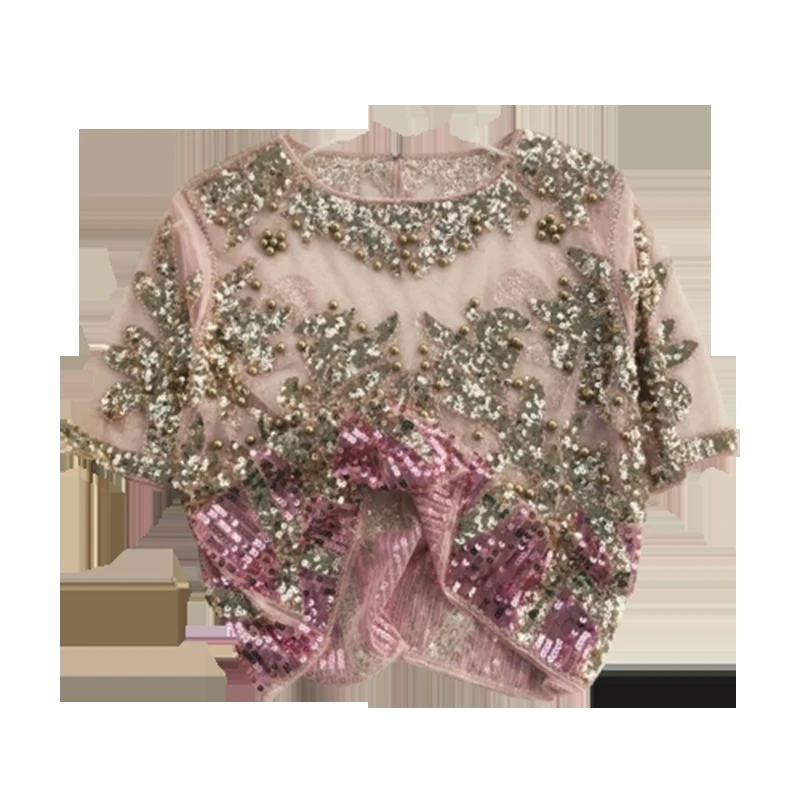 2020 Sexy See Through Faux Pearl Summer Women Fashion Cropped Hollow Out Patchwork Sequined Beach Nightclub Tops 
2020 Sexy See Through Faux Pearl Summer Women Fashion Cropped Hollow Out Patchwork Sequined Beach Nightclub Tops