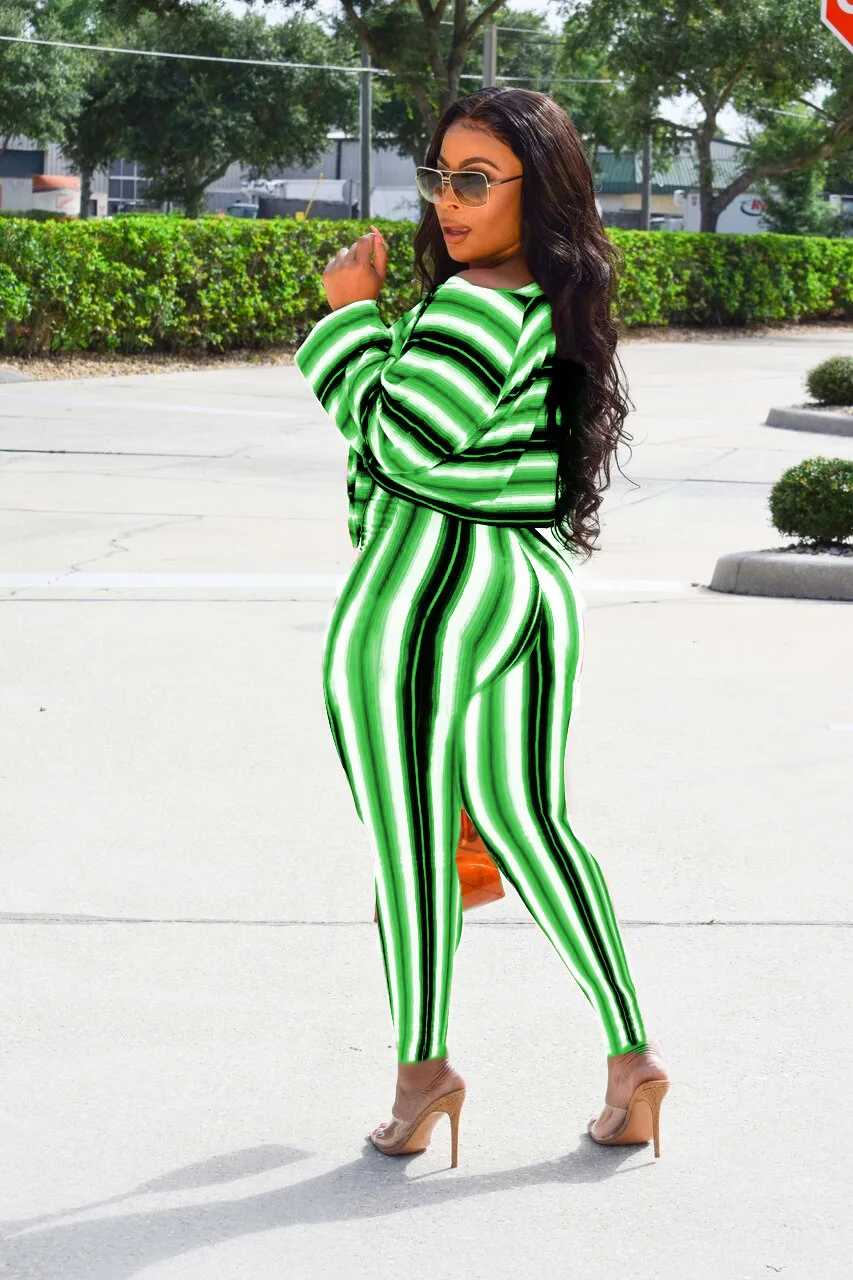 Off One Shoulder Striped Print Women 2 Piece Sets O Neck Long Sleeve Bandage Crop Top With Pants Casual Streetwear Club Outfits
Off One Shoulder Striped Print Women 2 Piece Sets O Neck Long Sleeve Bandage Crop Top With Pants Casual Streetwear Club Outfits