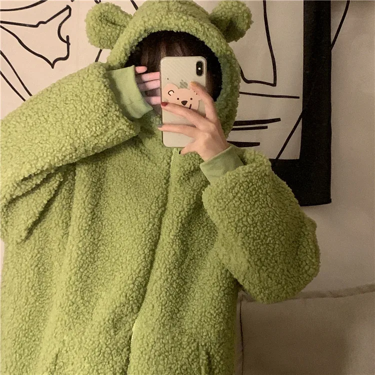 Ear Round Collar Coat Kawaii Hoodies Fast Shipping Wool Thickening and Wool Fleece Women's Loose Bear's
Ear Round Collar Coat Kawaii Hoodies Fast Shipping Wool Thickening and Wool Fleece Women's Loose Bear's