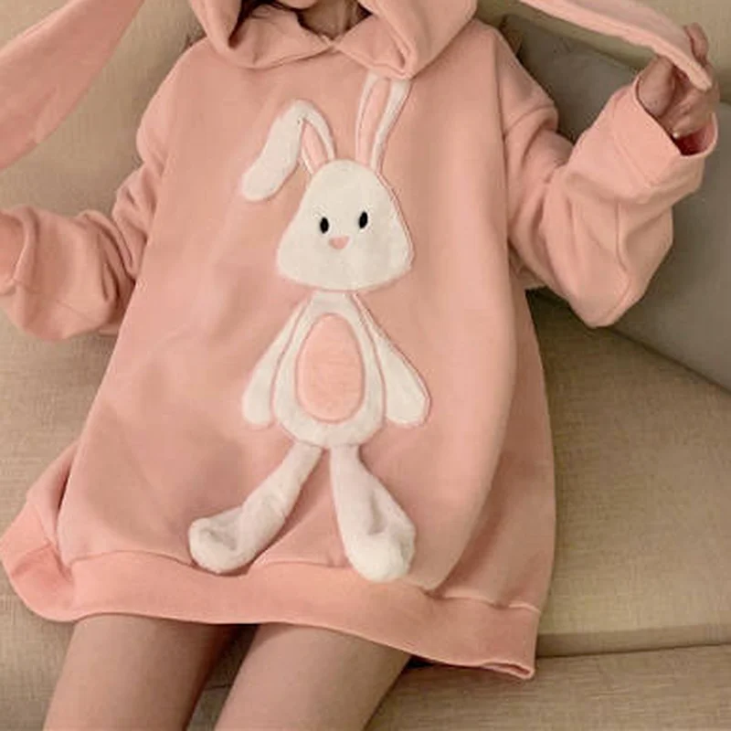 Deeptown Kawii Rabbit Print Oversize Pink Hoddie Women Punk Harajuku Hip Hop Crewneck Sweatshirt Female Pullover White Tops 2021
Deeptown Kawii Rabbit Print Oversize Pink Hoddie Women Punk Harajuku Hip Hop Crewneck Sweatshirt Female Pullover White Tops 2021