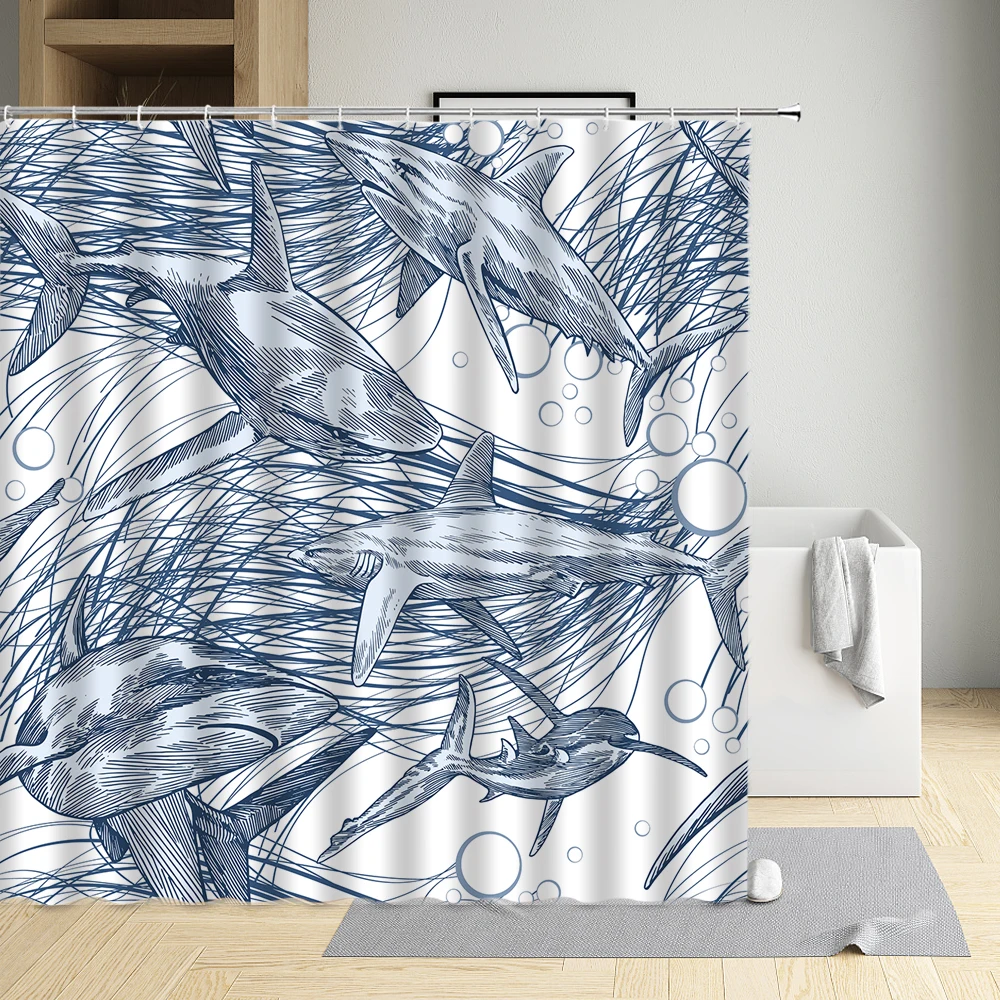 Shark Sketching Creative Shower Curtain Printed Octopus Ocean Animals Washable Cloth Bathroom Decor Bath Screen With Hooks
Shark Sketching Creative Shower Curtain Printed Octopus Ocean Animals Washable Cloth Bathroom Decor Bath Screen With Hooks