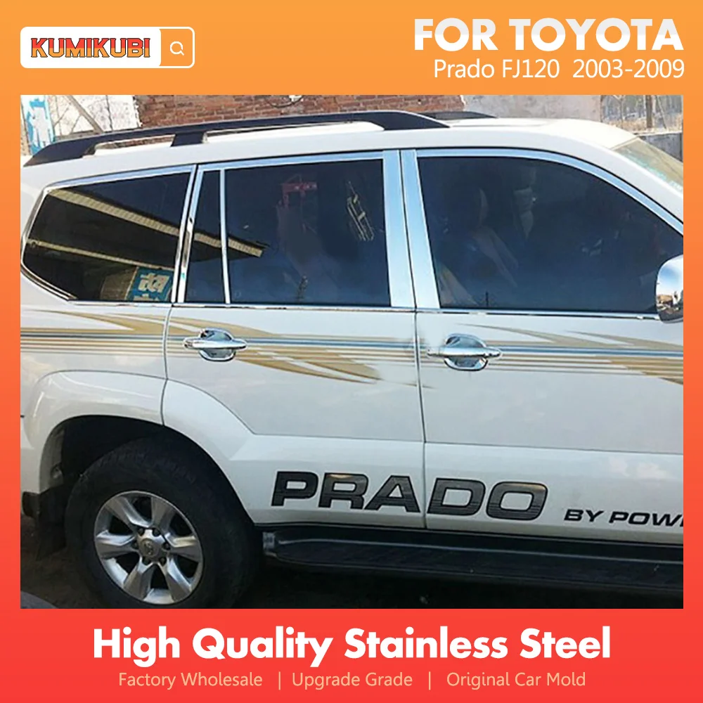 10pcs Car Styling Stainless Steel Center Pillar B+C Window Trims Decoration For Toyota Prado FJ120 FJ 120 Accessories 2003-2009
10pcs Car Styling Stainless Steel Center Pillar B+C Window Trims Decoration For Toyota Prado FJ120 FJ 120 Accessories 2003-2009
