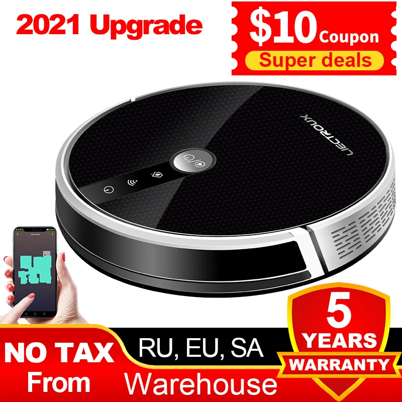 

LIECTROUX C30B Robot Vacuum Cleaner Map Navigation,WiFi App,5000Pa Suction,Smart Memory,Electric WaterTank,Wet Mopping,Disinfect