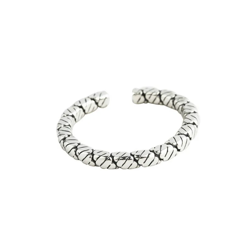 Retro Thai Silver Hemp Rope Open Rings For Women 925 Sterling Silver Original Handmade Female Vintage Jewelry 16.9mm Adjustable
Retro Thai Silver Hemp Rope Open Rings For Women 925 Sterling Silver Original Handmade Female Vintage Jewelry 16.9mm Adjustable