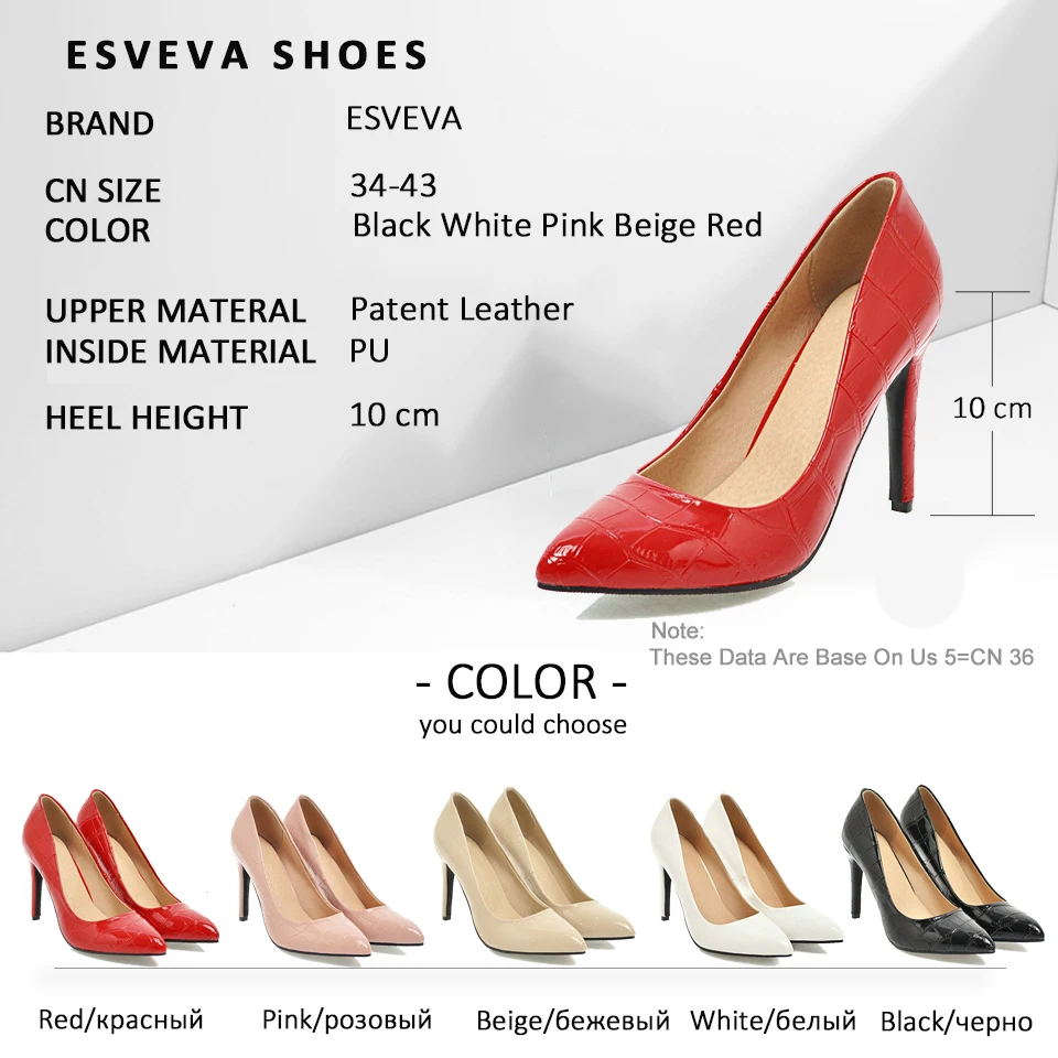 ESVEVA 2018 Women Pumps Shoes Shallow Elegant Thin High Heels Slip on Pointed Toe Elegant Pumps Wedding Women Shoes Size 34-43
ESVEVA 2018 Women Pumps Shoes Shallow Elegant Thin High Heels Slip on Pointed Toe Elegant Pumps Wedding Women Shoes Size 34-43