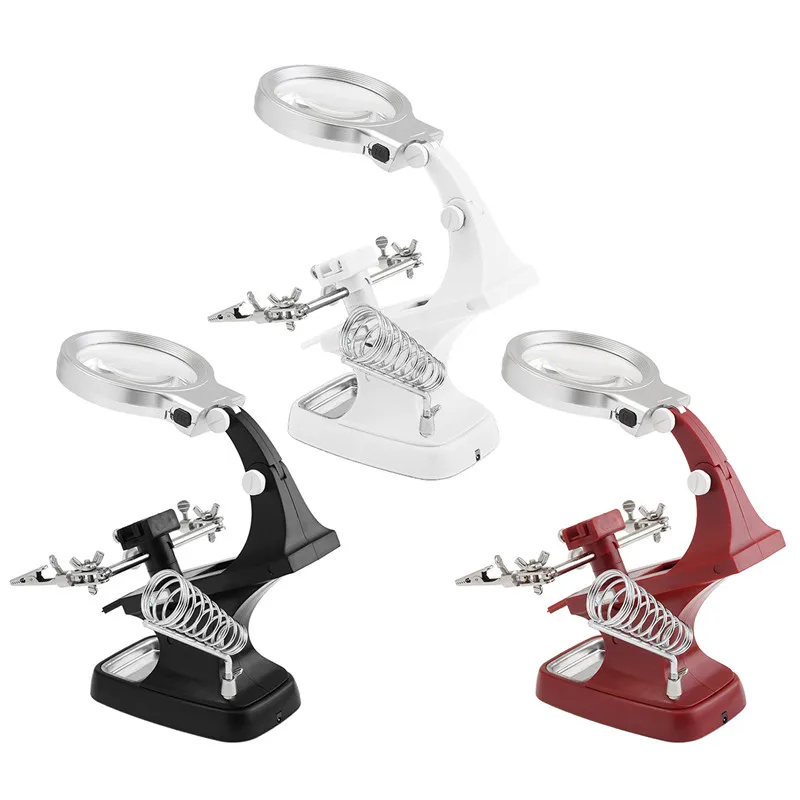 3X/4.5X Soldering Iron Magnifying Glass Third Hand Welding Magnifier Alligator Clip Holder Standing Style Repair Mgnifying Tool 
3X/4.5X Soldering Iron Magnifying Glass Third Hand Welding Magnifier Alligator Clip Holder Standing Style Repair Mgnifying Tool