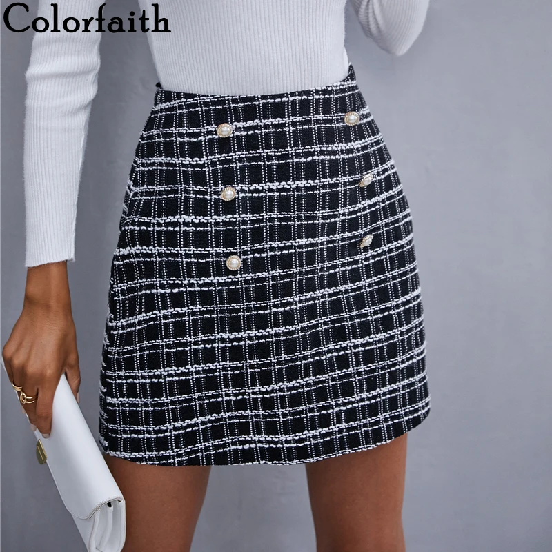 Colorfaith New 2022 High Waist Buttons Sexy A-Line Checkered Vintage Package Hip Spring Autumn Women Mini Tweed Skirts SK21014AB
Colorfaith New 2022 High Waist Buttons Sexy A-Line Checkered Vintage Package Hip Spring Autumn Women Mini Tweed Skirts SK21014AB