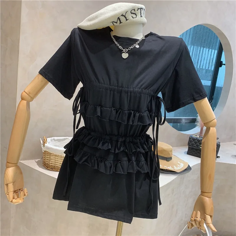 Niche Design New Women's Clothing 2021 Fashion Medium Length Drawstring Pleated Ruffle Design Short Sleeve T-Shirt Versatile Top
Niche Design New Women's Clothing 2021 Fashion Medium Length Drawstring Pleated Ruffle Design Short Sleeve T-Shirt Versatile Top