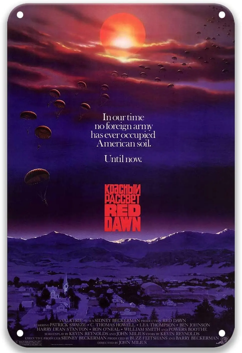 Red Dawn (1984) Tin Signs Vintage Movies Poster Plate Painted for Wall Decor Wall Art Room Outdoors 8x12 Inches
Red Dawn (1984) Tin Signs Vintage Movies Poster Plate Painted for Wall Decor Wall Art Room Outdoors 8x12 Inches