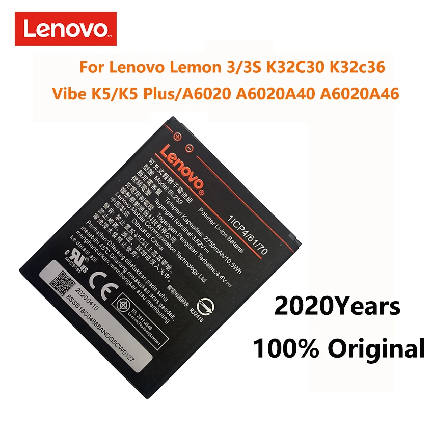100% Original New BL259 2750mAh Battery For Lenovo Vibe K5 / K5 Plus A6020 A6020A40 A6020A46 Lemon 3 3S Phone Batteries Bateria
100% Original New BL259 2750mAh Battery For Lenovo Vibe K5 / K5 Plus A6020 A6020A40 A6020A46 Lemon 3 3S Phone Batteries Bateria