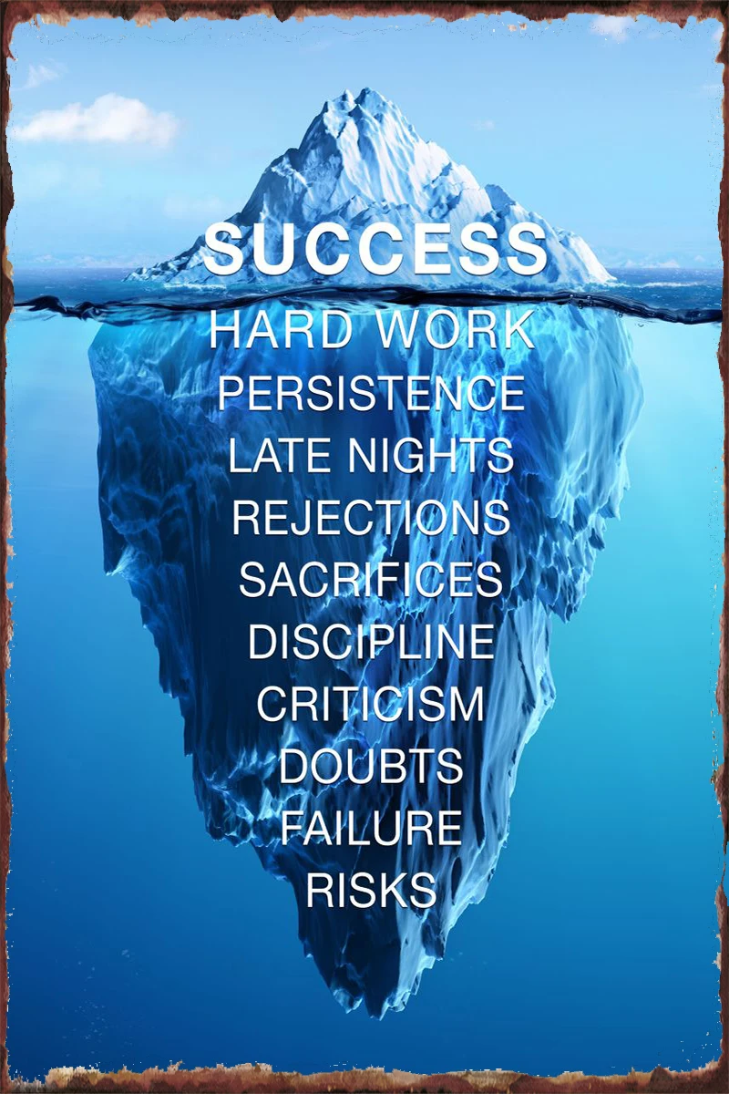 Success is like an Iceberg Tin Sign Tin Plates Wall Decor Room Decoration Retro Vintage Metal Sign For Cafe Pub Home Club
Success is like an Iceberg Tin Sign Tin Plates Wall Decor Room Decoration Retro Vintage Metal Sign For Cafe Pub Home Club
