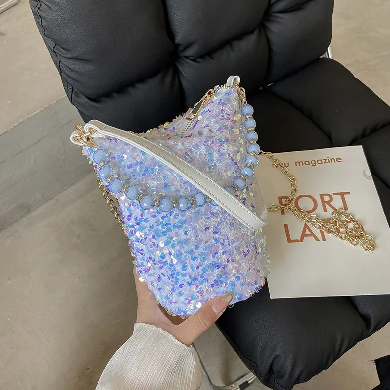 High Quality Brand Designer Ladies Sequined Shoulder Bag 2021 New Trend Chain Messenger Bag Korean Version Portable Bucket Bag
High Quality Brand Designer Ladies Sequined Shoulder Bag 2021 New Trend Chain Messenger Bag Korean Version Portable Bucket Bag