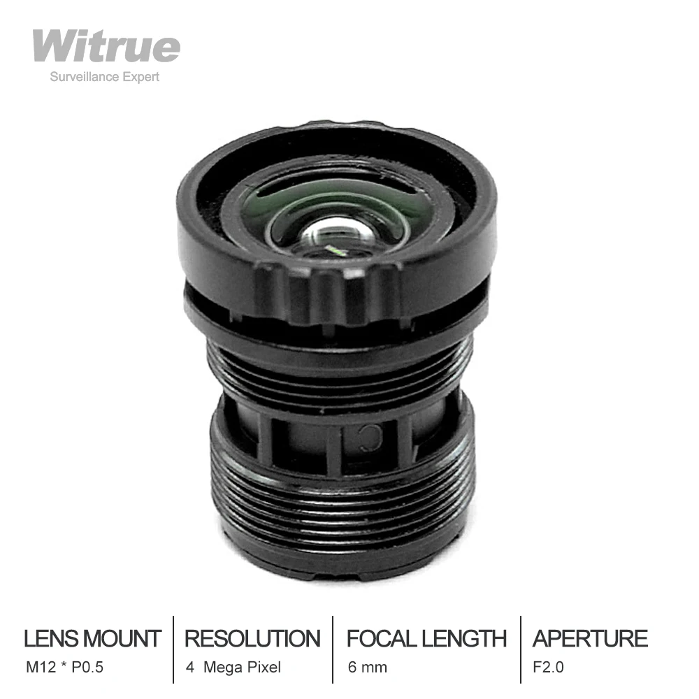 

Witrue CCTV Camera Lens HD 4 Megapixel 6mm M12 * P0.5 Mount Aperture F2.0 1/2.7" for IP Security Cameras