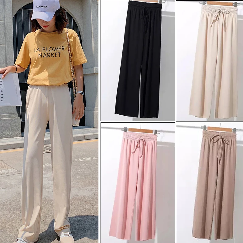 Solid Color Women Wide Leg Pants High Waist Lace-up Casual Loose Pants Plus Size Spring Summer Autumn Daily Trousers Black Beige
Solid Color Women Wide Leg Pants High Waist Lace-up Casual Loose Pants Plus Size Spring Summer Autumn Daily Trousers Black Beige